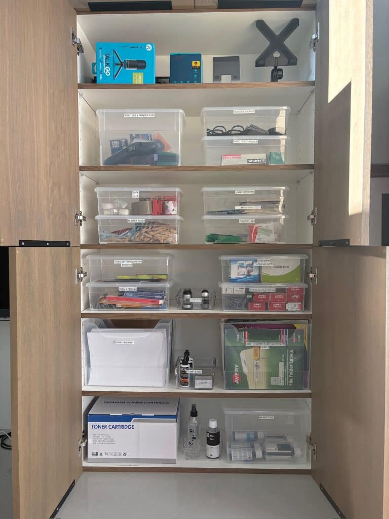 Organized closet storage by professional home organizing company